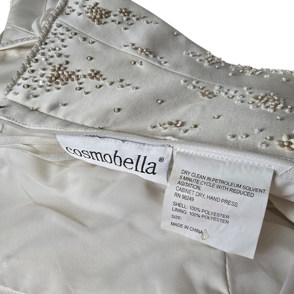 Cosmobella Off White Beaded Pearl Strap Wedding Dress 6 - Picture 13 of 15